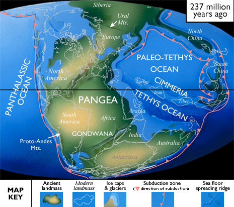 triassic map pangea period pangaea mesozoic earth ocean middle continents maps tethys supercontinent america north break era west ago before